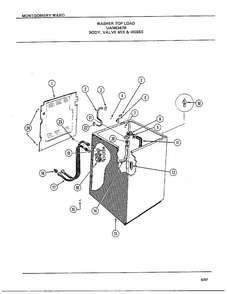 Body, Valve Mix And Hoses Diagram and Parts List for 6347B  Frigidaire Washer