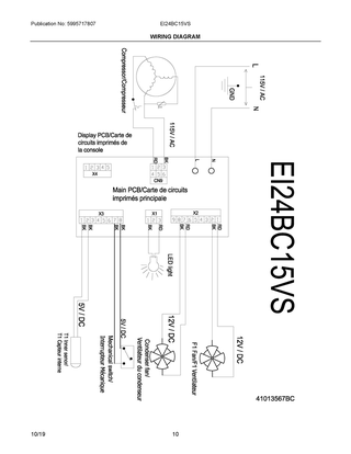 Wiring Diagram Diagram and Parts List for EI24BC15VS  Frigidaire Wine and Beverage Cooler