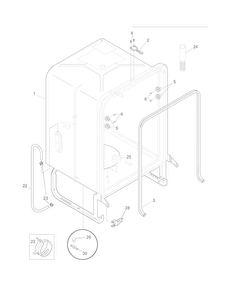 Tub Diagram and Parts List for LGBD2431LF0B  Frigidaire Dishwasher