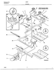 Burner Diagram and Parts List for 285647D  Frigidaire Range