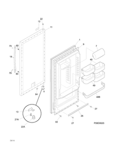 Door Diagram and Parts List for FKCH17F7HWF  Frigidaire Refrigerator