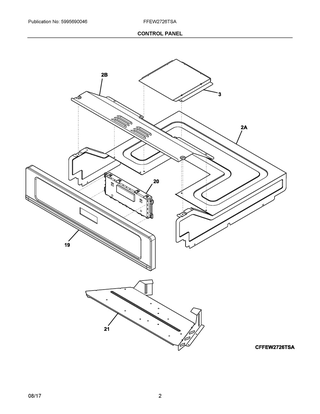 Control Panel Diagram and Parts List for FFEW2726TSA  Frigidaire Wall Oven