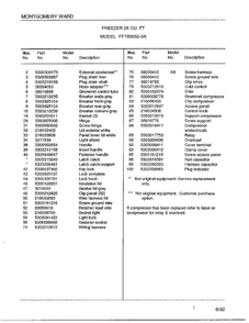 Freezer 26 Cu. Ft. Page 2 Diagram and Parts List for 89652-0A  Frigidaire Freezer