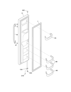 Freezer Door Diagram and Parts List for FFHS2622MBJ  Frigidaire Refrigerator