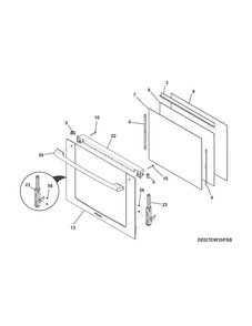 Door Diagram and Parts List for EW27EW55PSB  Electrolux Wall Oven