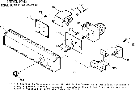 Control Parts Diagram and Parts List for 5649907510  Kenmore Microwave
