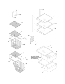 Shelves Diagram and Parts List for WWHS2311NP0  Westinghouse Refrigerator