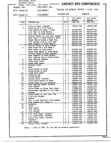 Dryer Console/controls Page 2 Diagram and Parts List for 7604A  Frigidaire Dryer
