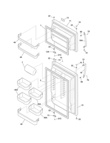 Doors Diagram and Parts List for CFHT1843PS0  Frigidaire Refrigerator