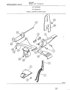 Pedal, Caster And Hose Assy Diagram and Parts List for 6504E-87  Frigidaire Washer