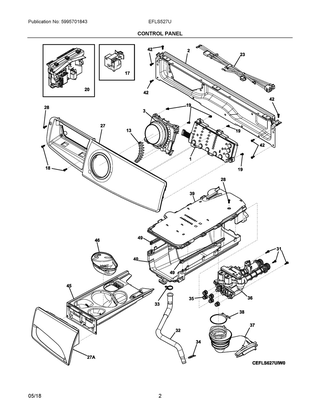Control Panel Diagram and Parts List for EFLS527UIW0  Frigidaire Washer