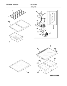 Shelves Diagram and Parts List for LFHT2131QF2  Frigidaire Refrigerator