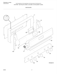 Backguard Diagram and Parts List for FGF335CGSH  Frigidaire Range