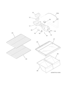 Shelves Diagram and Parts List for WWTR1611SW0  Westinghouse Refrigerator