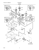 BURNER Diagram and Parts List for CPGS3085KF2  Frigidaire Range
