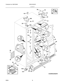 Cabinet Diagram and Parts List for GRSC2352AF5  Frigidaire Refrigerator