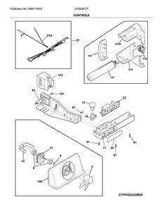 Controls Diagram and Parts List for LFSS2612TE1  Frigidaire Refrigerator