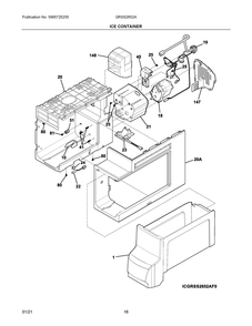 Ice Container Diagram and Parts List for GRSS2652AF0  Frigidaire Refrigerator