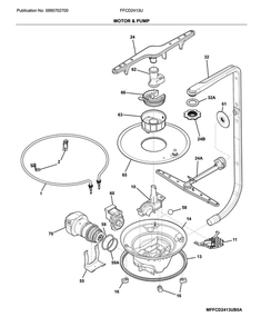 Motor And Pump Diagram and Parts List for FFCD2413US0A  Frigidaire Dishwasher
