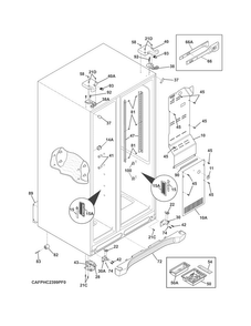 Cabinet Diagram and Parts List for FGHC2355PF8  Frigidaire Refrigerator