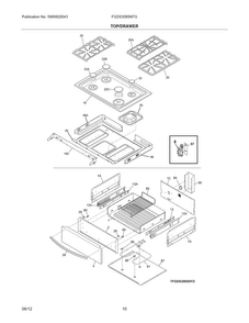Top/drawer Diagram and Parts List for FGDS3065KFG  Frigidaire Range