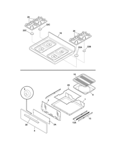 Top/drawer Diagram and Parts List for FFGF3017LBE  Frigidaire Range