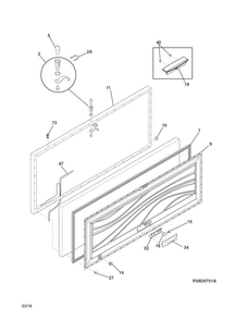 Door Diagram and Parts List for FFFC16M5QWD  Frigidaire Freezer