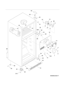 Cabinet Diagram and Parts List for 25362112017  Kenmore Refrigerator