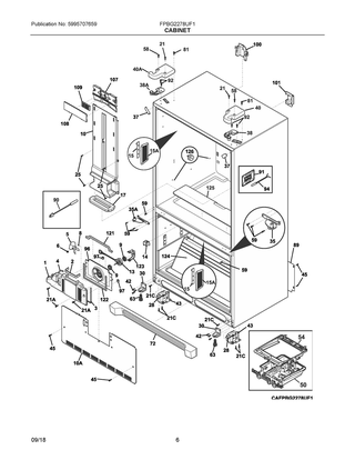 Cabinet Diagram and Parts List for FPBG2278UF1  Frigidaire Refrigerator