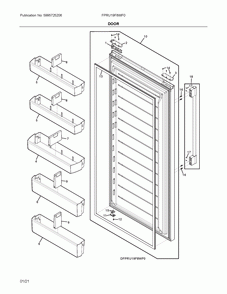 Door Diagram and Parts List for FPRU19F8WF0  Frigidaire Refrigerator