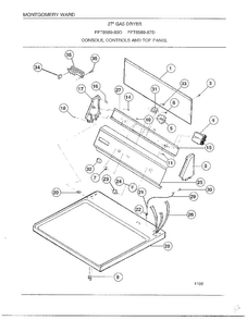 Console/controls And Top Panel Diagram and Parts List for 8589-80D  Frigidaire Dryer