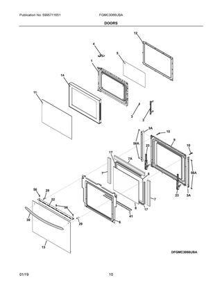 Doors Diagram and Parts List for FGMC3066UBA  Frigidaire Microwave Oven Combo