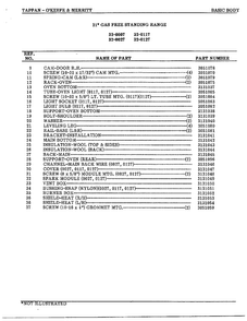 Basic Body Page 2 Diagram and Parts List for 32-0127  Frigidaire Range