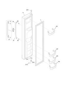 Freezer Door Diagram and Parts List for FFSC2323LE6  Frigidaire Refrigerator