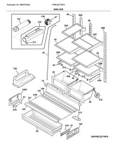 Shelves Diagram and Parts List for FPBC2277RF5  Frigidaire Refrigerator