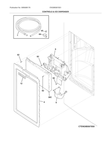 Dispenser Diagram and Parts List for EW28BS87SS1  Electrolux Refrigerator