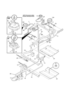 Burner Diagram and Parts List for FGFB74BJBA  Frigidaire Range