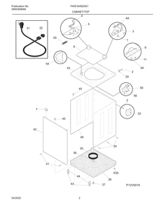 Cabinet/Top Diagram and Parts List for FWS1649ZAS1  Frigidaire Washer