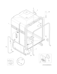 Tub Diagram and Parts List for FFID2421QS0A  Frigidaire Dishwasher