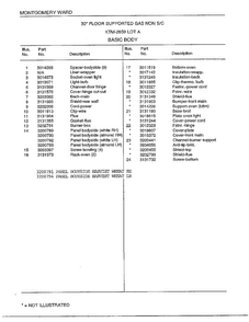30"floor Supported Gas/basic Body Page 2 Diagram and Parts List for 2859A  Frigidaire Range