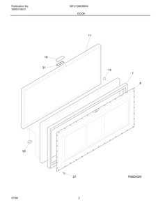 Door Diagram and Parts List for MFU13MOBW4  Frigidaire Freezer