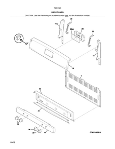 Backguard Diagram and Parts List for 79073232314  Kenmore Range