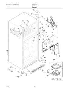 Cabinet Diagram and Parts List for LFHT2131QF1  Frigidaire Refrigerator