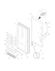 Door Diagram and Parts List for GLFH21F8HBJ  Frigidaire Freezer