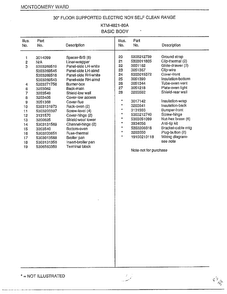 Basic Body Page 2 Diagram and Parts List for 4821-80A  Frigidaire Range