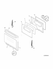 Door Diagram and Parts List for 79090011311  Kenmore Range