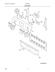 Backguard Diagram and Parts List for 80462054B  Frigidaire Range