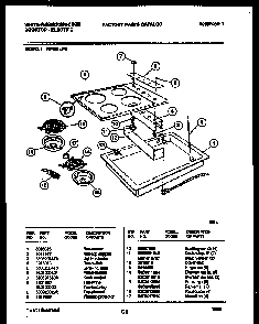 Cooktop Parts Diagram and Parts List for KP332LW2 LUSTERLOY Westinghouse Cooktop