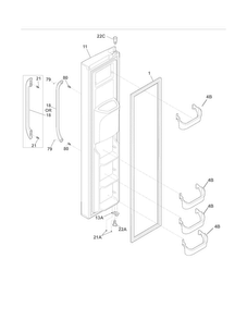 Freezer Door Diagram and Parts List for FFSC2323LP5  Frigidaire Refrigerator