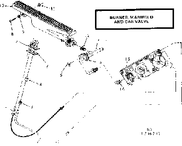 Burner, manifold & gas valve Diagram and Parts List for 867736734  Frigidaire Furnace